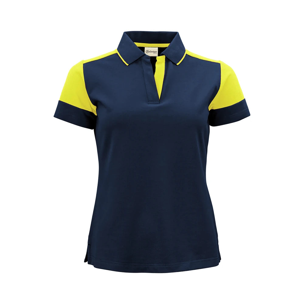 Printer Prime Polo Dames Marine Neongeel