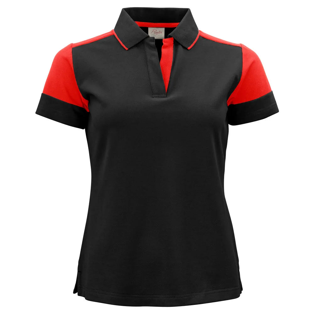 Printer Prime Polo Dames Zwart Rood