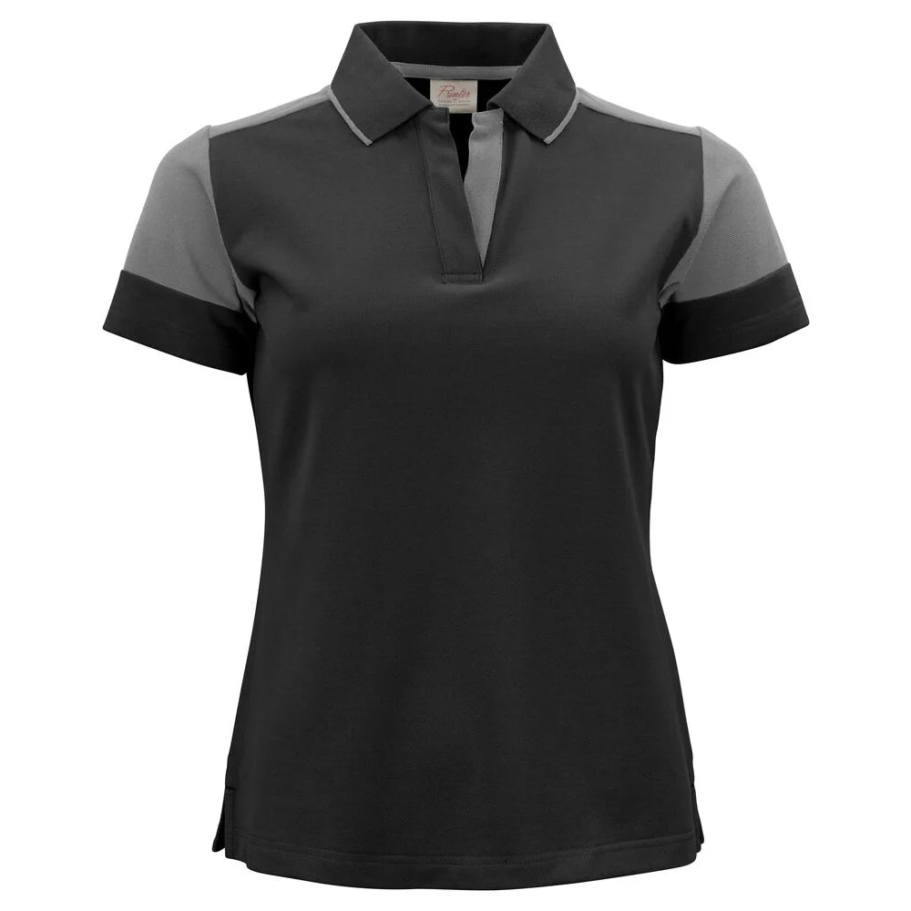 Printer Prime Polo Dames Zwart Staalgrijs