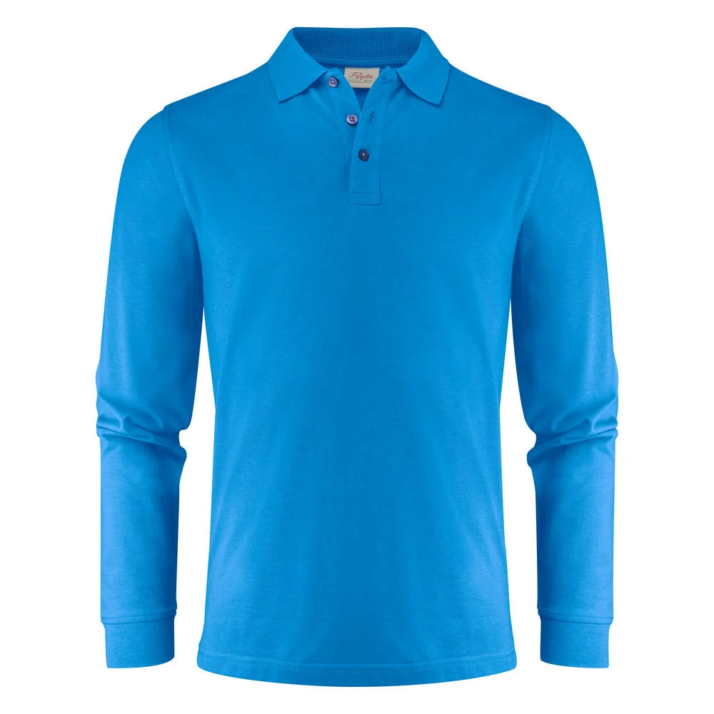 Printer Surf Pro LS Polo Pique Heren Oceaan Blauw