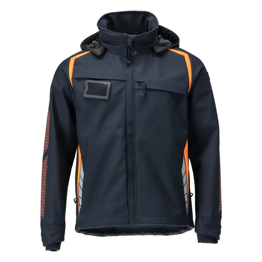 Mascot 23002-246 Softshell Jas Met Capuchon Donkermarine High Vis Oranje