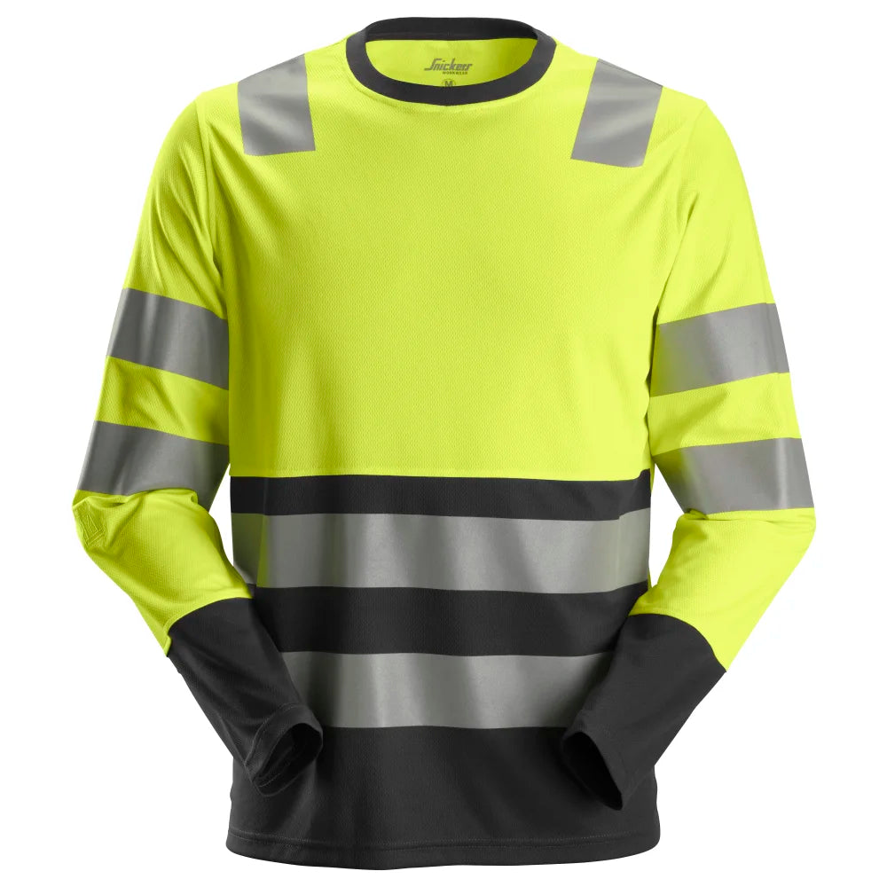 Snickers 2433 High-Vis T-Shirt Met Lange Mouwen Klasse 2 6604 High Visibility Yellow Black