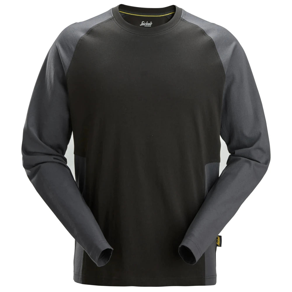 Snickers 2450 Tweekleurig T-Shirt Met Lange Mouwen 0458 Black Steel Grey