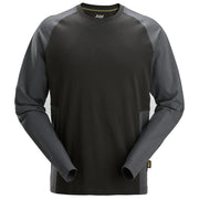 Snickers 2450 Tweekleurig T-Shirt Met Lange Mouwen 0458 Black Steel Grey