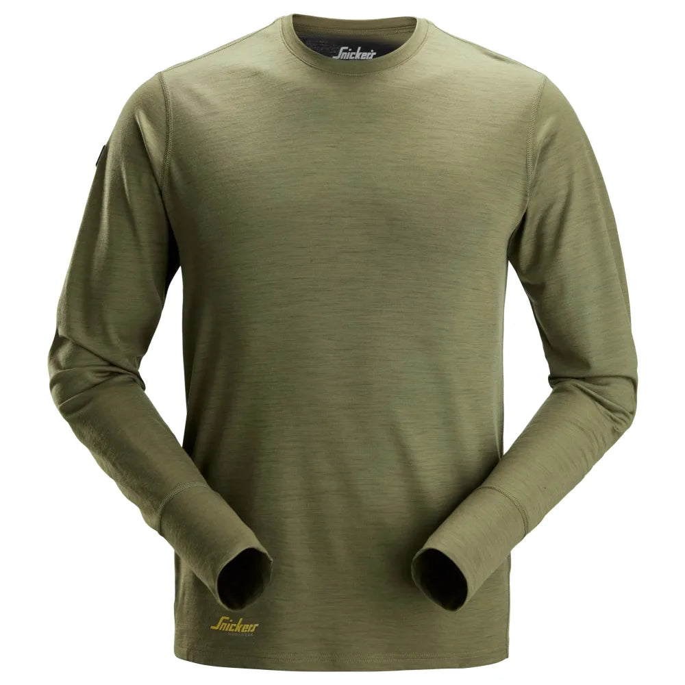 Snickers 2451 Wollen T-Shirt Met Lange Mouwen 3100 Khaki Green