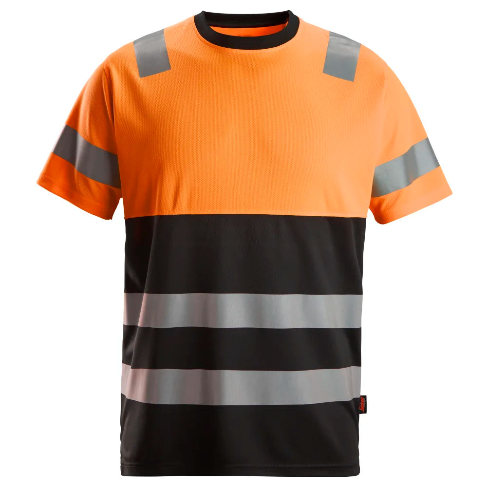 Snickers 2535 High-Vis T-Shirt Klasse 2 0455  Black High Visibility Orange