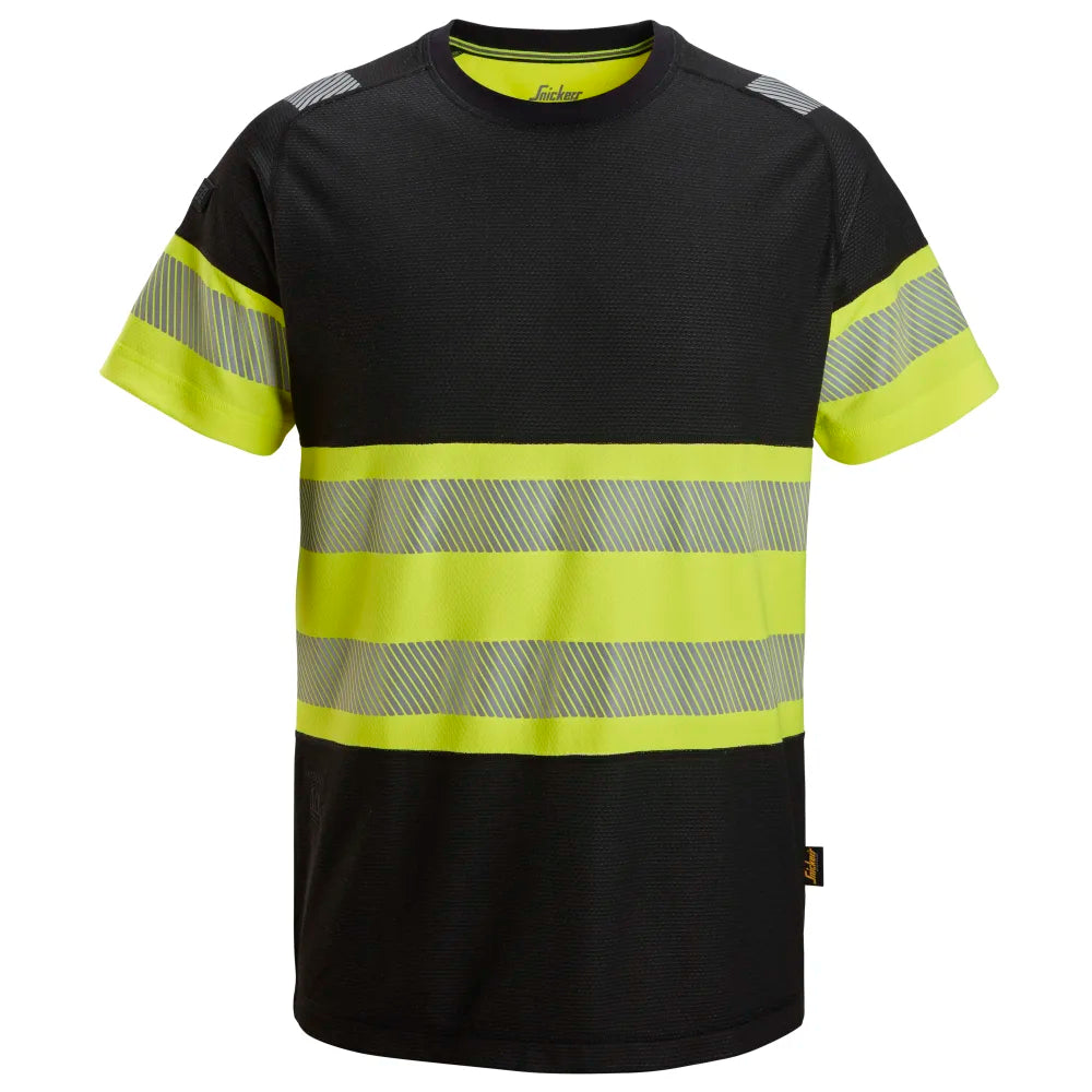 Snickers 2538 High-Vis Klasse 1 T-Shirt 0466 Black High Visibility Yellow