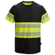 Snickers 2538 High-Vis Klasse 1 T-Shirt 0466 Black High Visibility Yellow