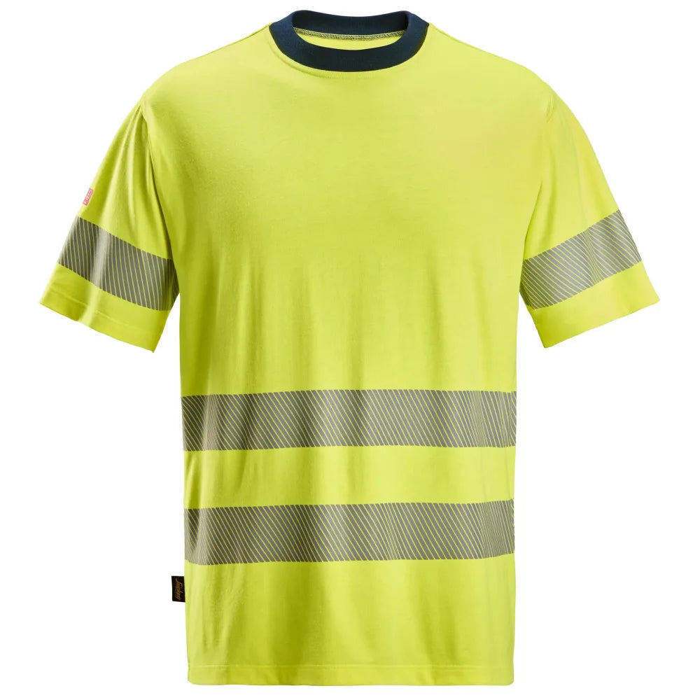 Snickers 2562 Protecwork High-Vis Klasse 3/2 T-Shirt Met Korte Mouwen 6695 High Visibility Yellow Navy