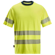 Snickers 2562 Protecwork High-Vis Klasse 3/2 T-Shirt Met Korte Mouwen 6695 High Visibility Yellow Navy
