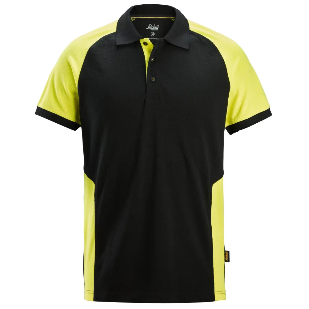 Snickers 2750 Tweekleurig Polo Shirt 0467 Black Neon Yellow