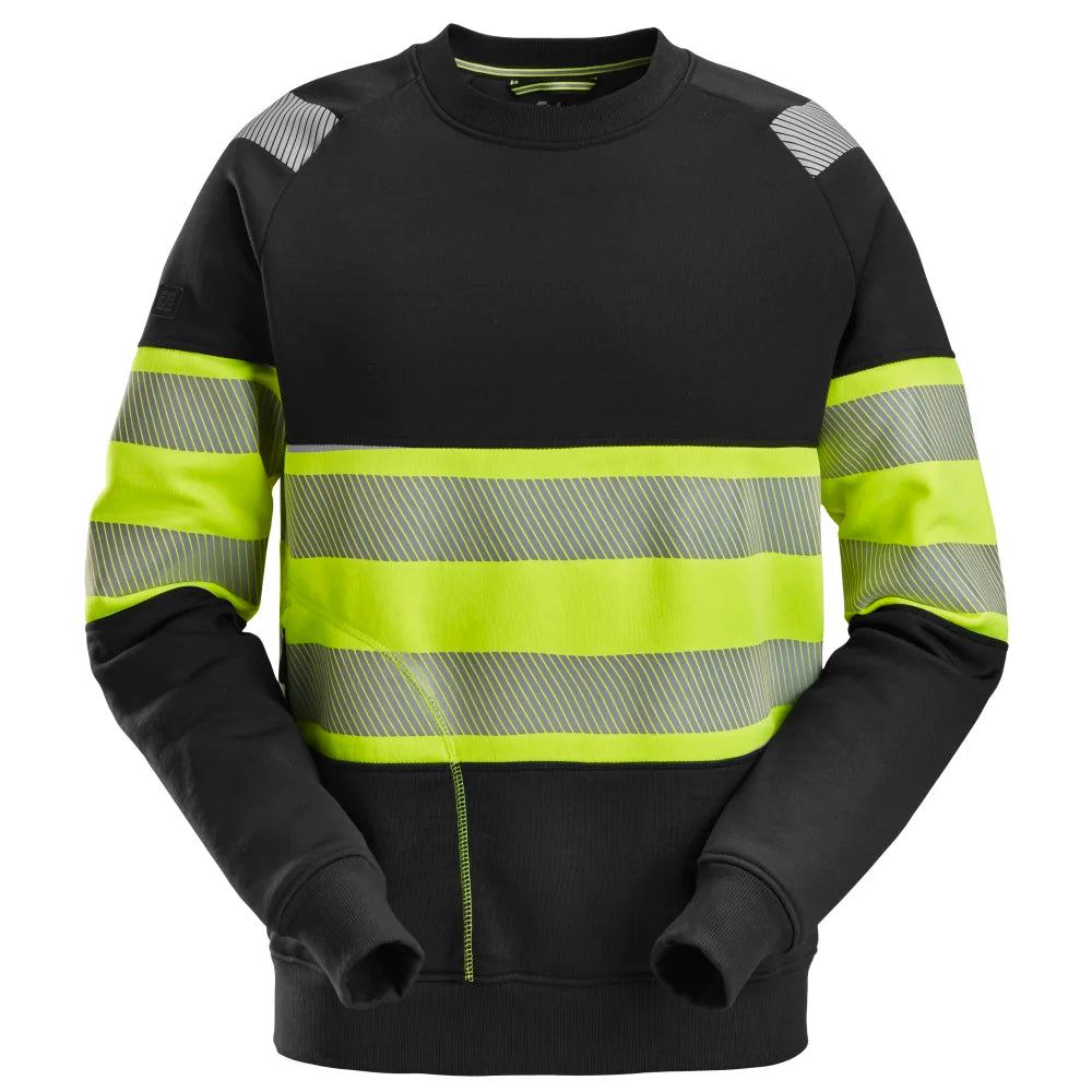 Snickers 2830 High-Vis Klasse 1 Sweatshirt 0466 Black High Visibility Yellow