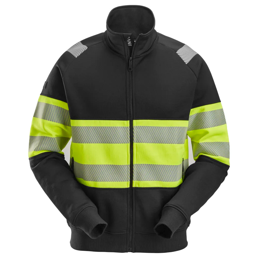 Snickers 2834 High-Vis Werkjas Met Rits Klasse 1 0466 Black High Visibility Yellow