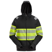 Snickers 2838 High-Vis Hoodie Met Rits Klasse 1 0466 Black High Visibility Yellow