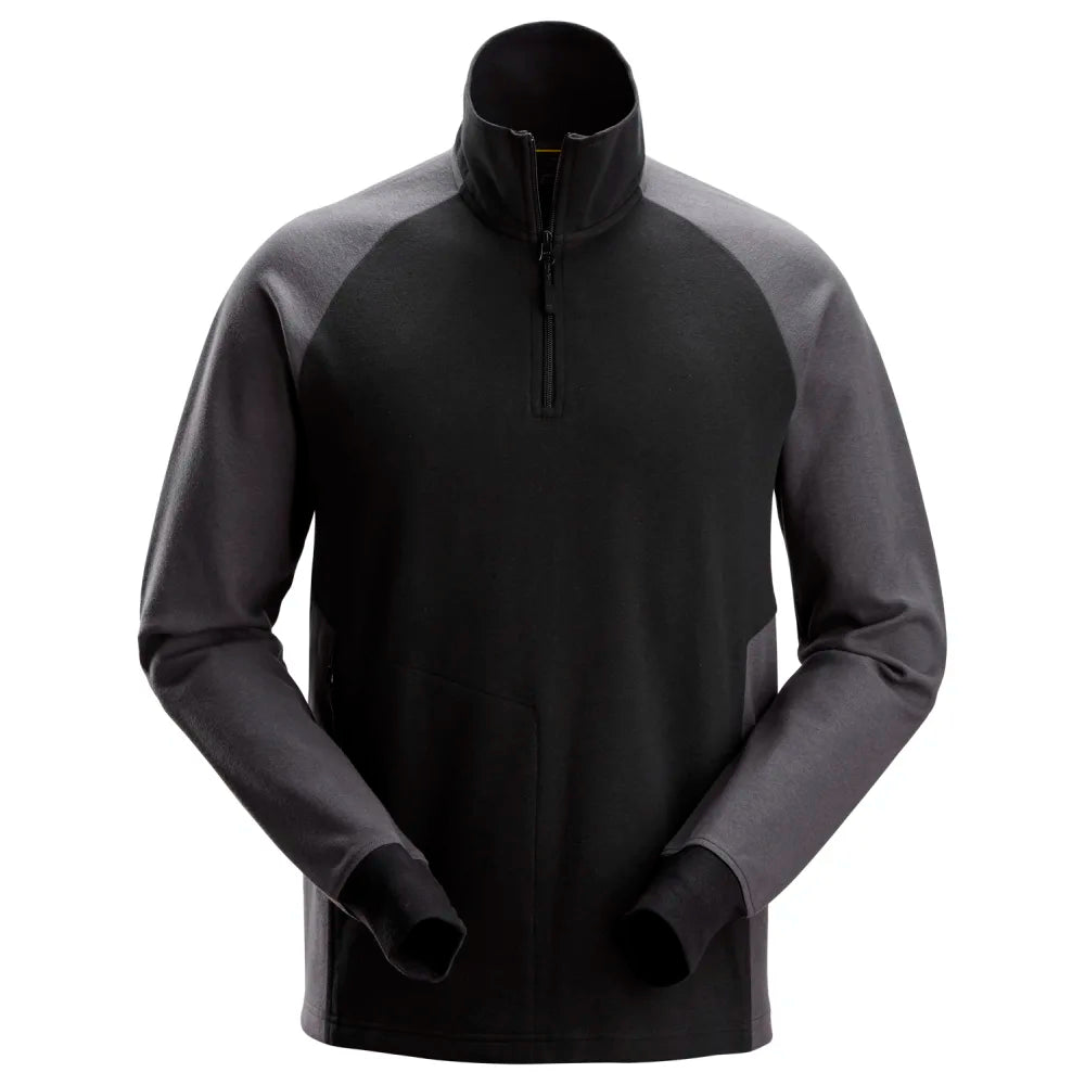 Snickers 2841 Tweekleurig Sweatshirt Met Halve Rits 0458 Black Steel Grey