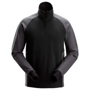 Snickers 2841 Tweekleurig Sweatshirt Met Halve Rits 0458 Black Steel Grey