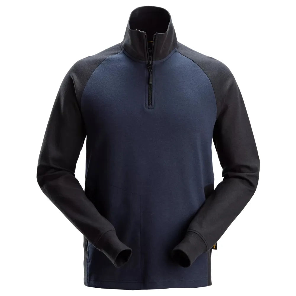 Snickers 2841 Tweekleurig Sweatshirt Met Halve Rits 9504 Navy Black