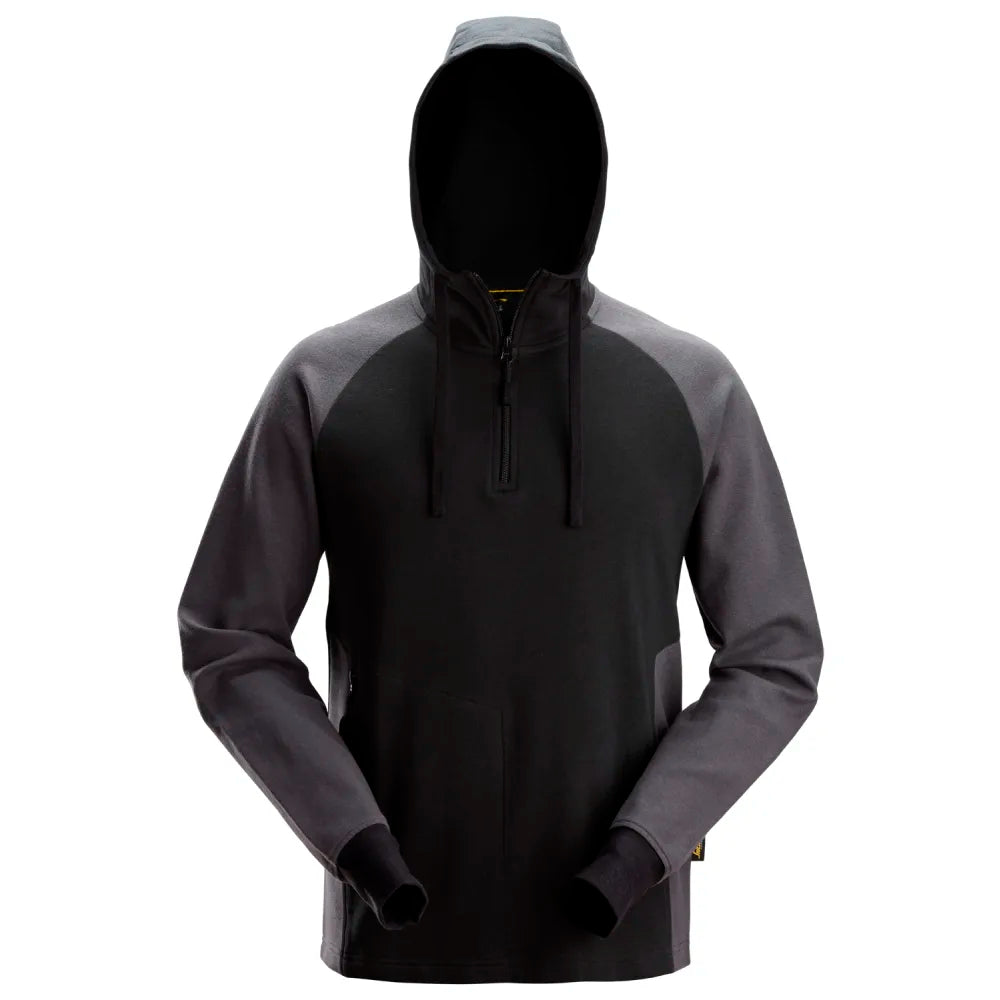 Snickers 2842 Tweekleurige Hoodie Met Halve Rits 0458 Black Steel Grey