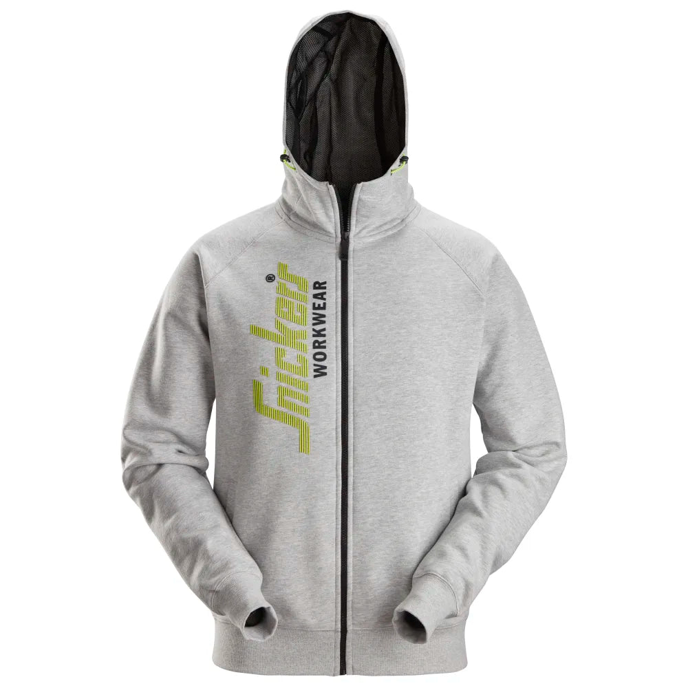 Snickers 2846 Logo Hoodie Met Rits 2800 Grey Melange
