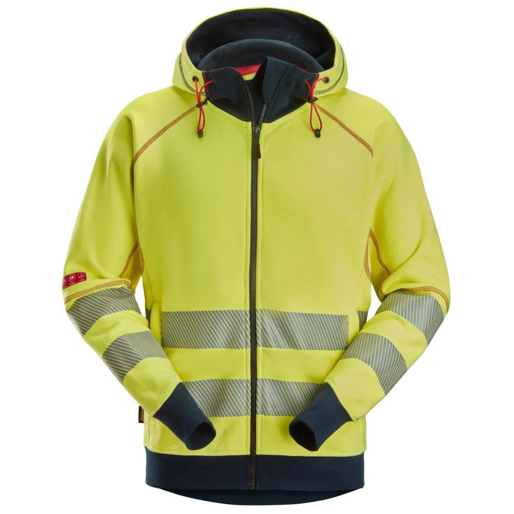 Snickers 2866 Protecwork High-Vis Klasse 3/2 Vlamboog Hoodie Met Rits 6695 High Visibility Yellow Navy