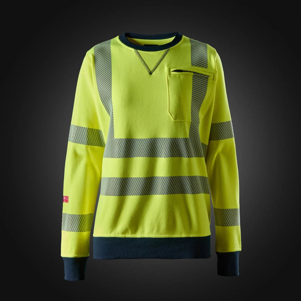 Snickers 2876 Protecwork Dames Sweatshirt High-Vis Klasse 3/2 6695 High Visibility Yellow Navy
