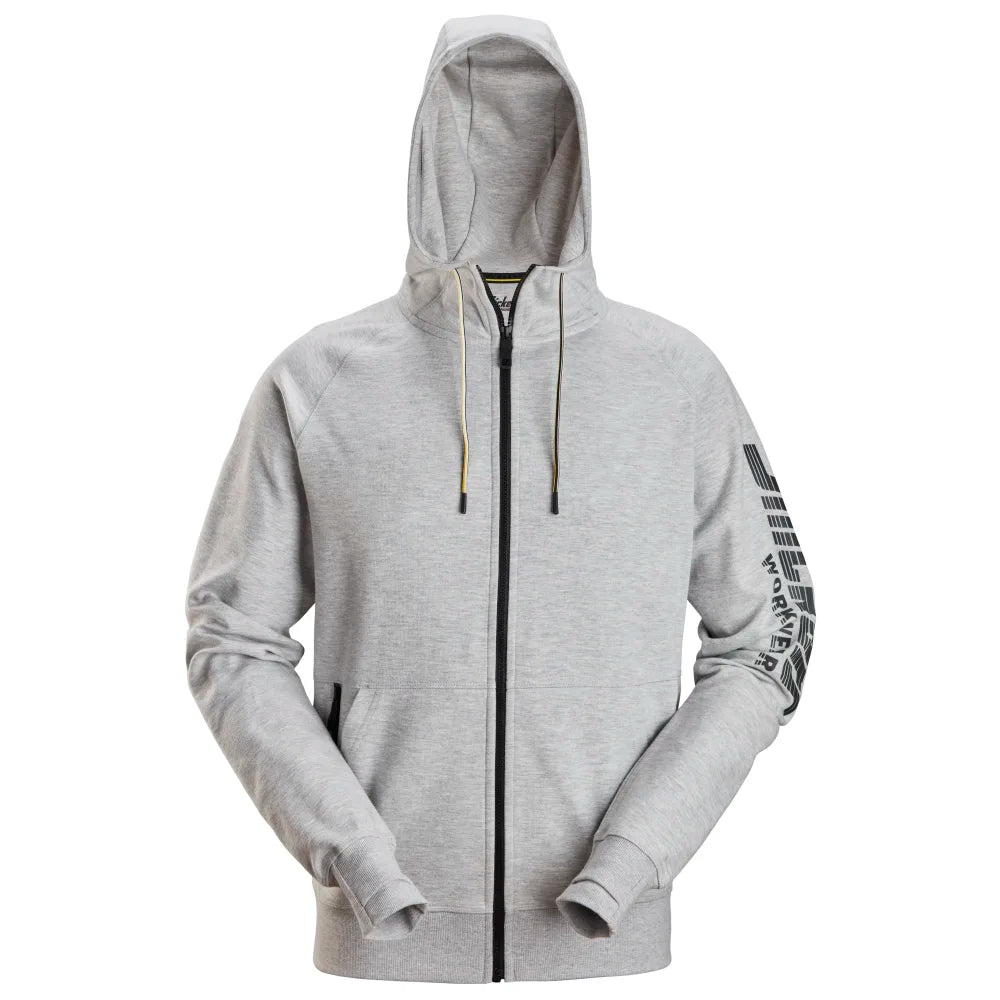 Snickers 2895 Logo Hoodie Met Rits 2800 Grey Melange