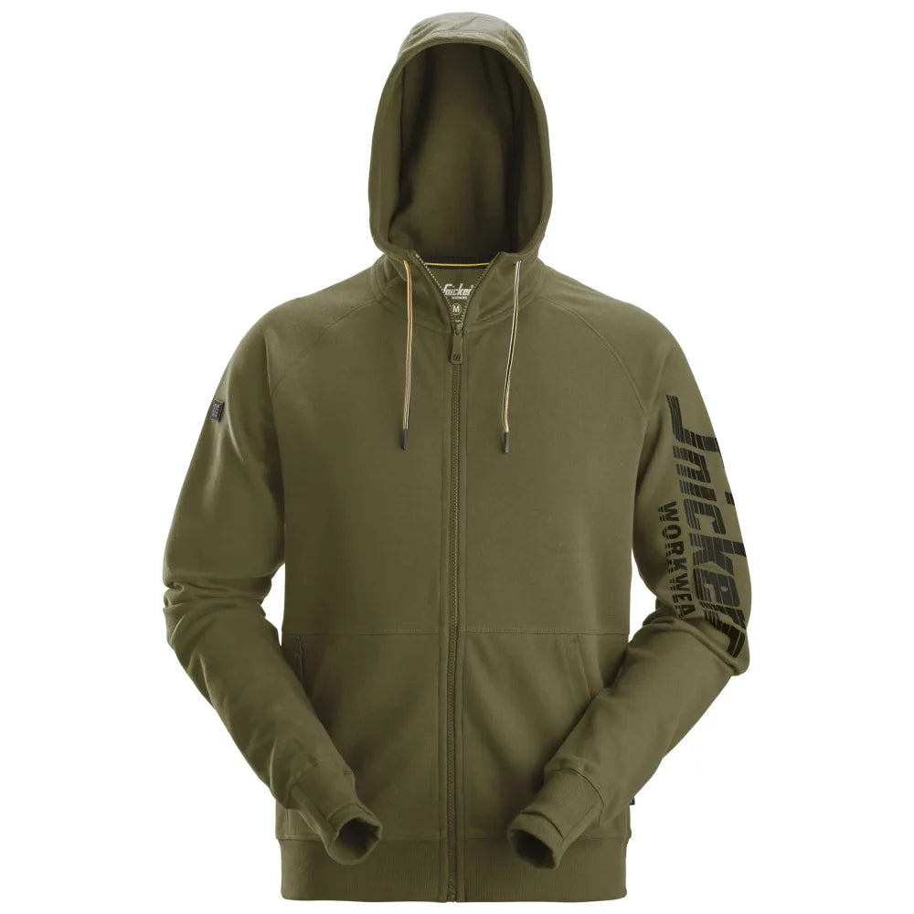 Snickers 2895 Logo Hoodie Met Rits 3100 Khaki Green