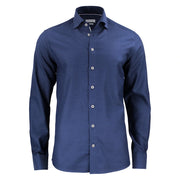 J.Harvest & Frost Purple Bow 49 Hemd Slim Fit Heren Marine Witte Stip