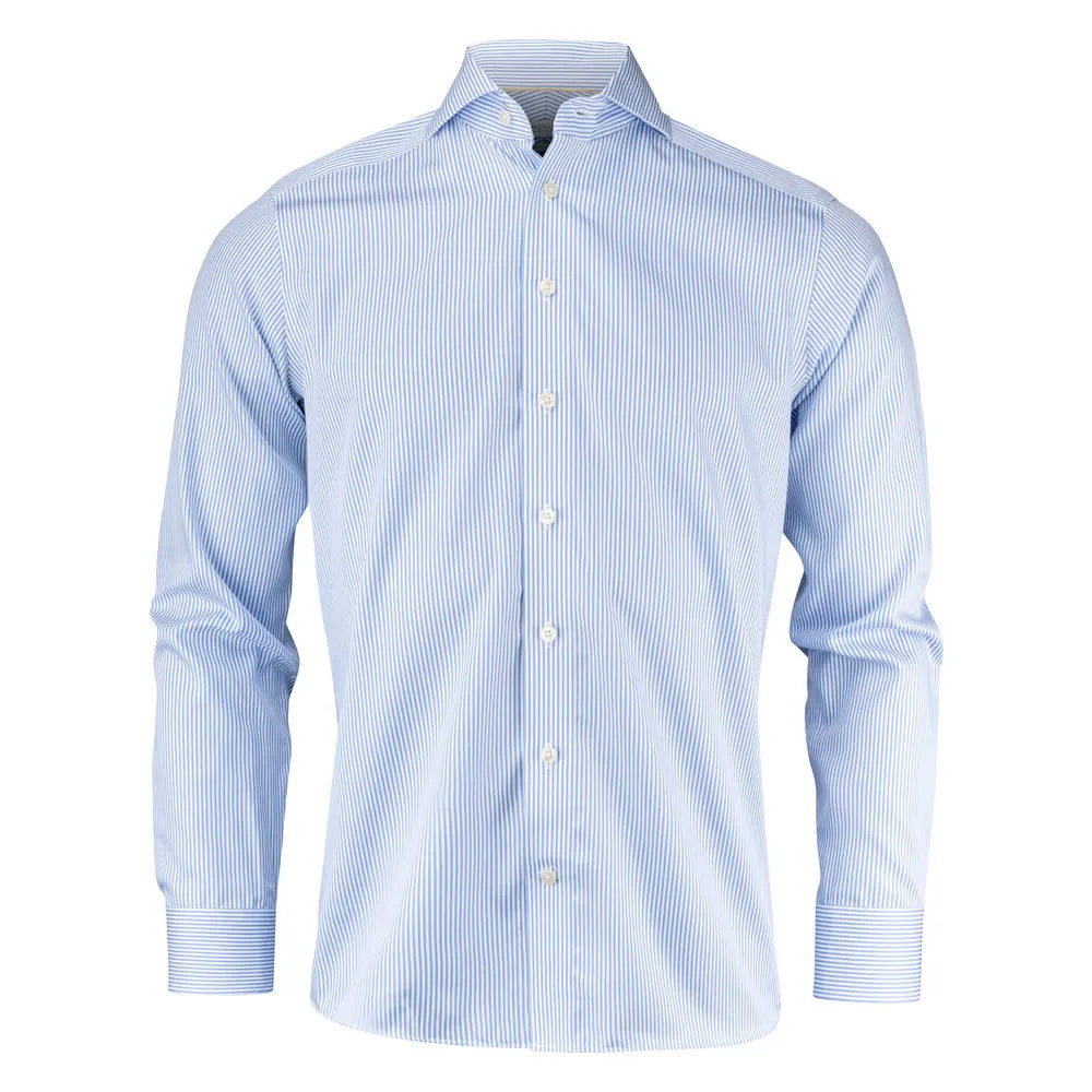 J.Harvest & Frost Yellow Bow 50 Hemd Regular Fit Heren Hemelsblauw Gestreept