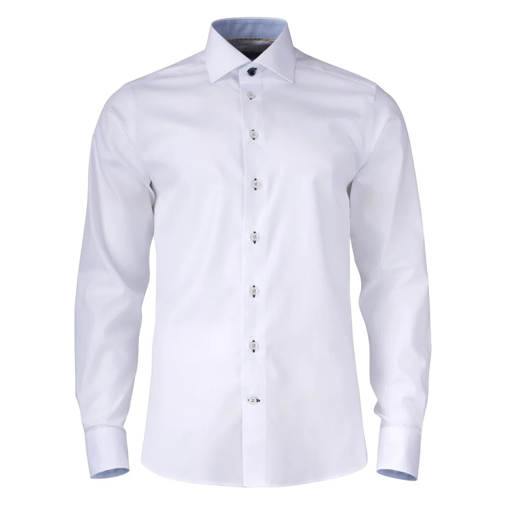 J.Harvest & Frost Yellow Bow 51 Hemd Slim Fit Heren Wit Hemelsblauw