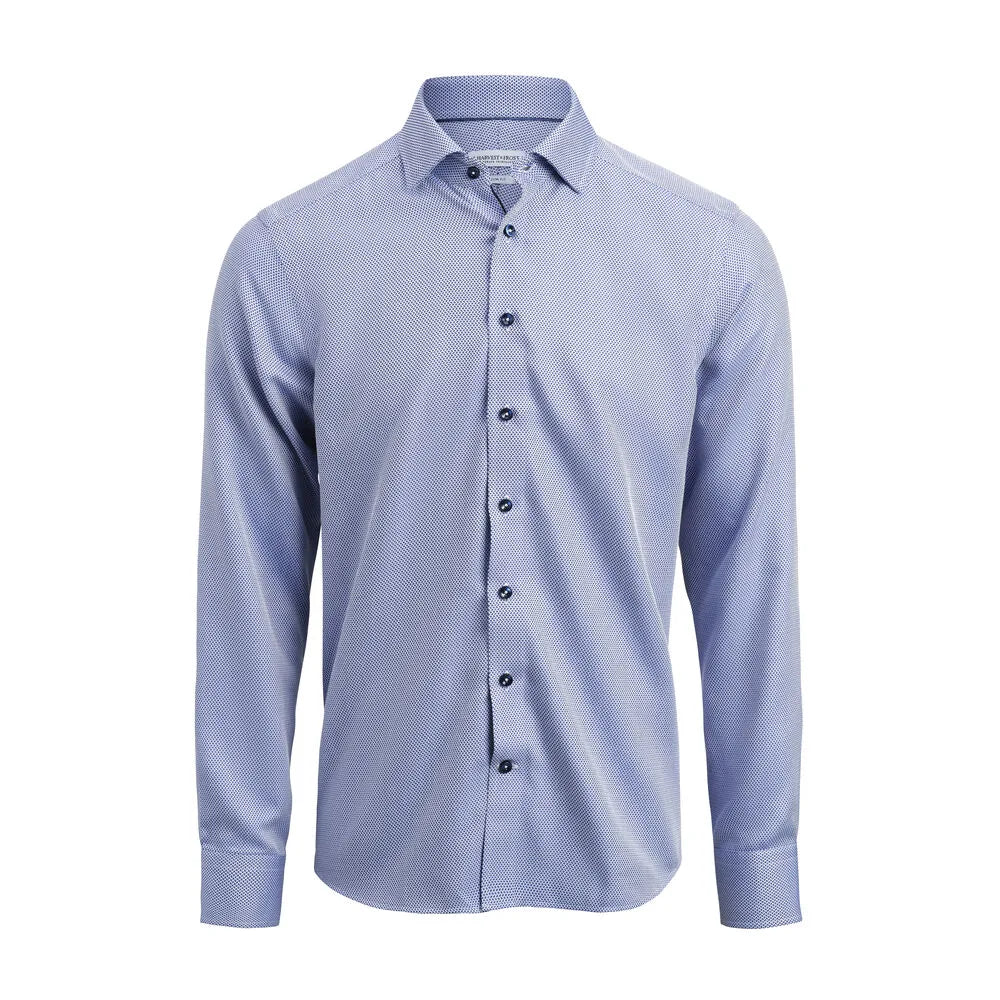J.Harvest & Frost Yellow Bow 55 Hemd Regular Fit Heren Middenblauw