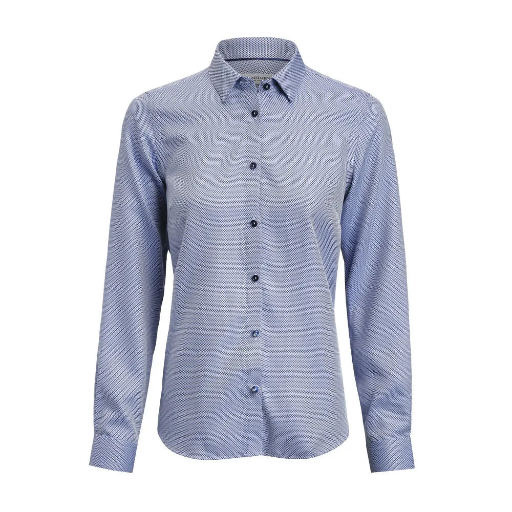 J.Harvest & Frost Yellow Bow 55 Hemd Contemporary Fit Dames Middenblauw