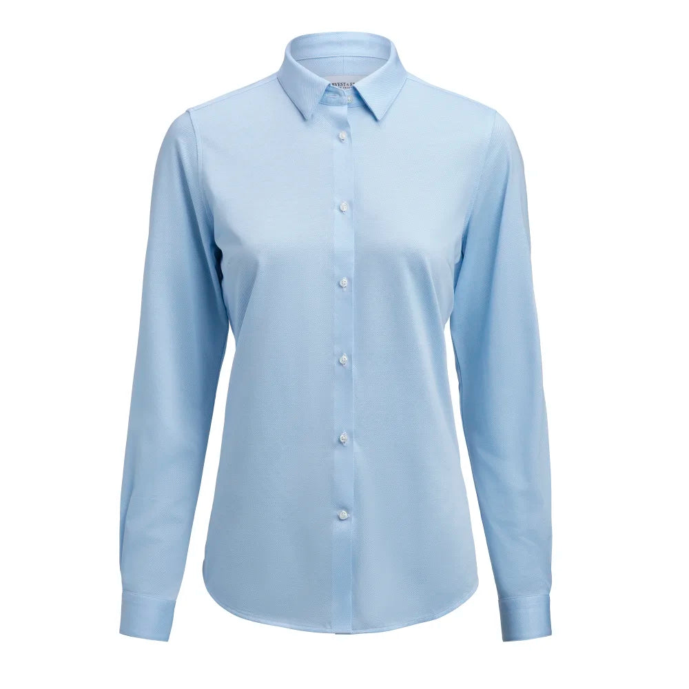 J.Harvest & Frost Yellow Bow 57 Hemd Contemporary Fit Dames Hemelsblauw