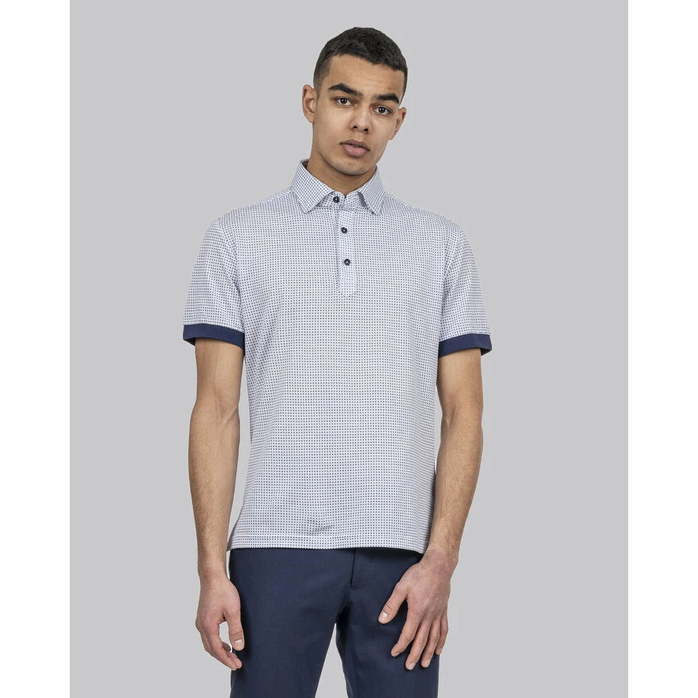 J.Harvest & Frost Indigo Bow 131 Polo Pique Slim Fit Heren Hemelsblauw Print