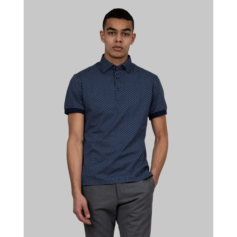 J.Harvest & Frost Indigo Bow 131 Polo Pique Slim Fit Heren Marine Print