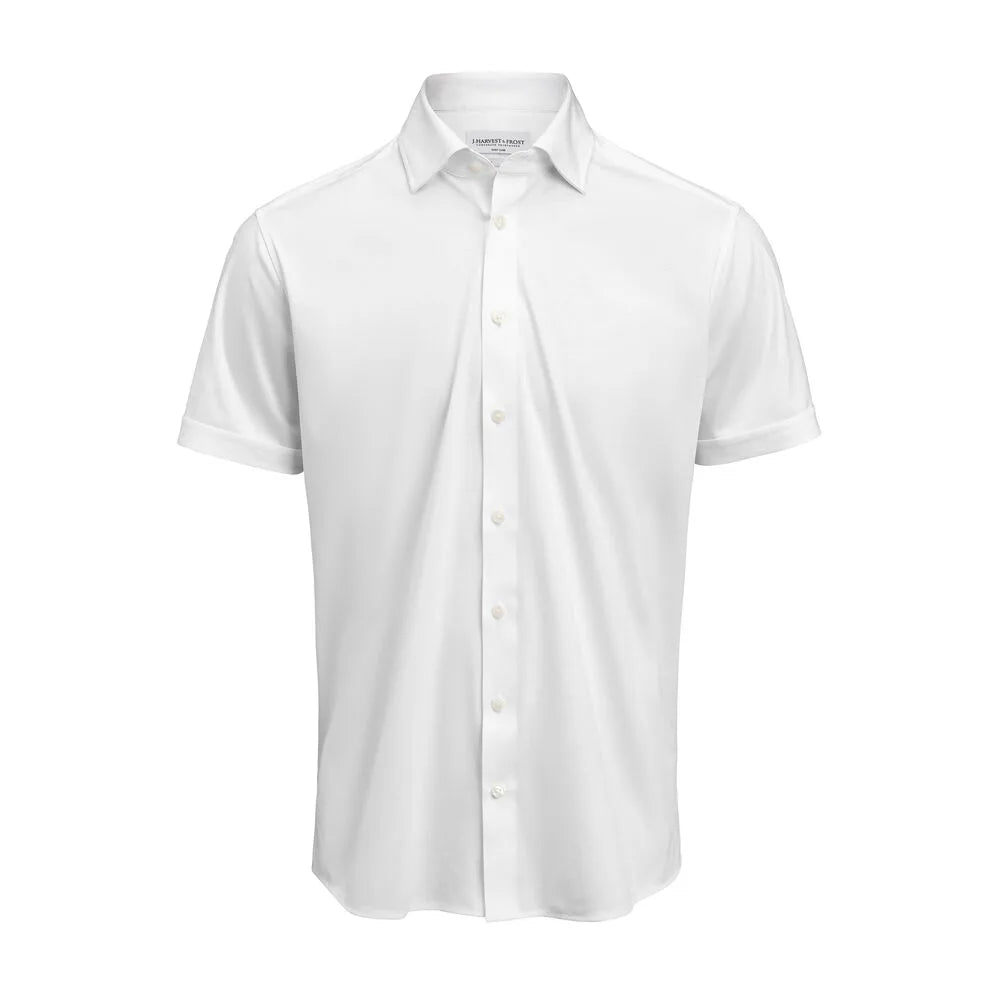 J.Harvest & Frost Indigo Bow 132 S/S Hemd Slim Fit Heren Wit