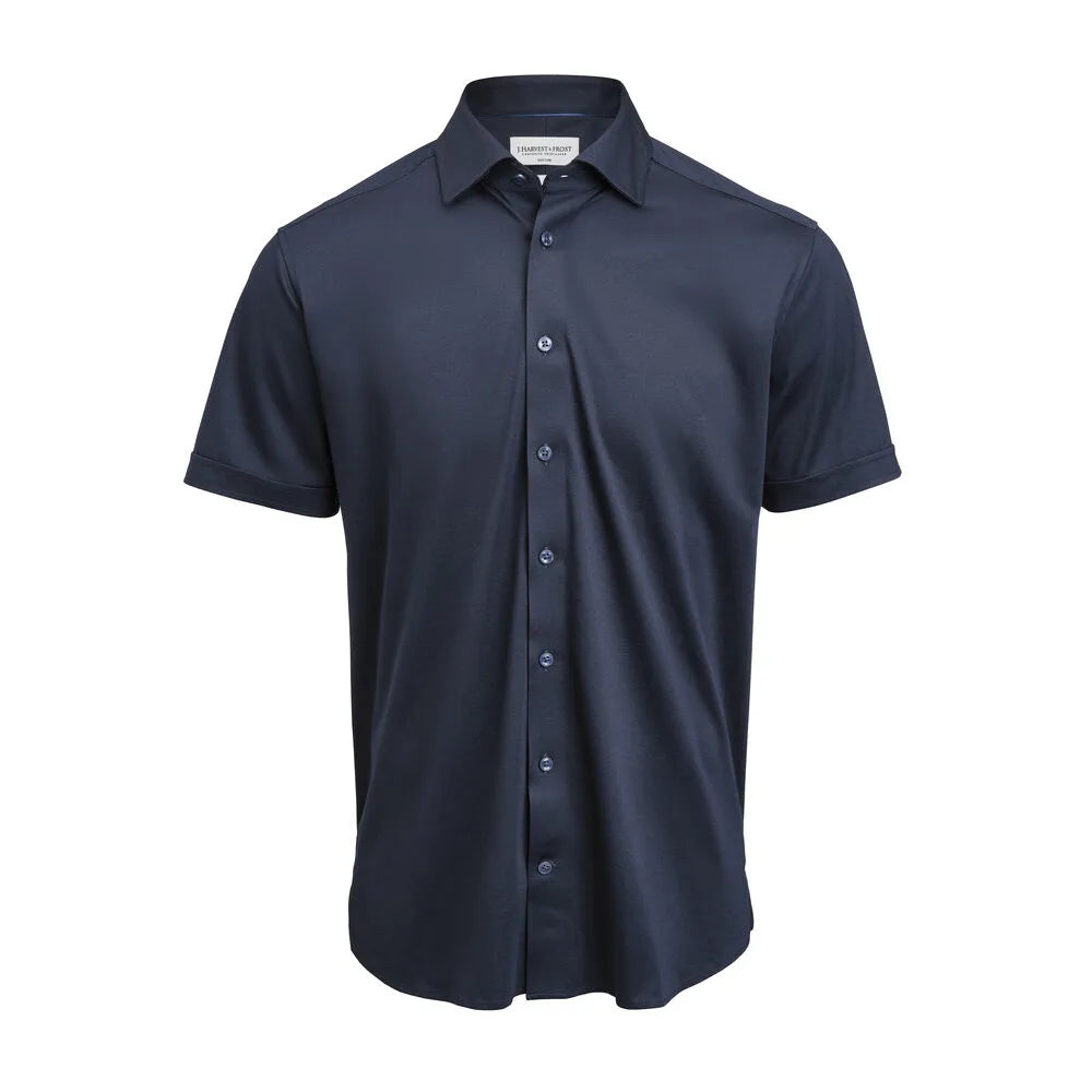 J.Harvest & Frost Indigo Bow 132 S/S Hemd Slim Fit Heren Marine