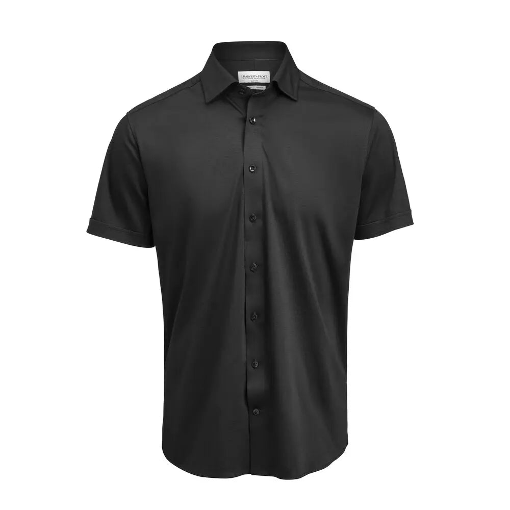 J.Harvest & Frost Indigo Bow 132 S/S Hemd Slim Fit Heren Zwart