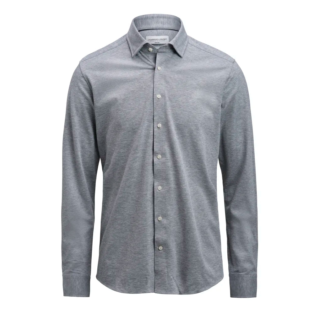 J.Harvest & Frost Indigo Bow 135 Hemd Slim Fit Heren Grijs Mêlée