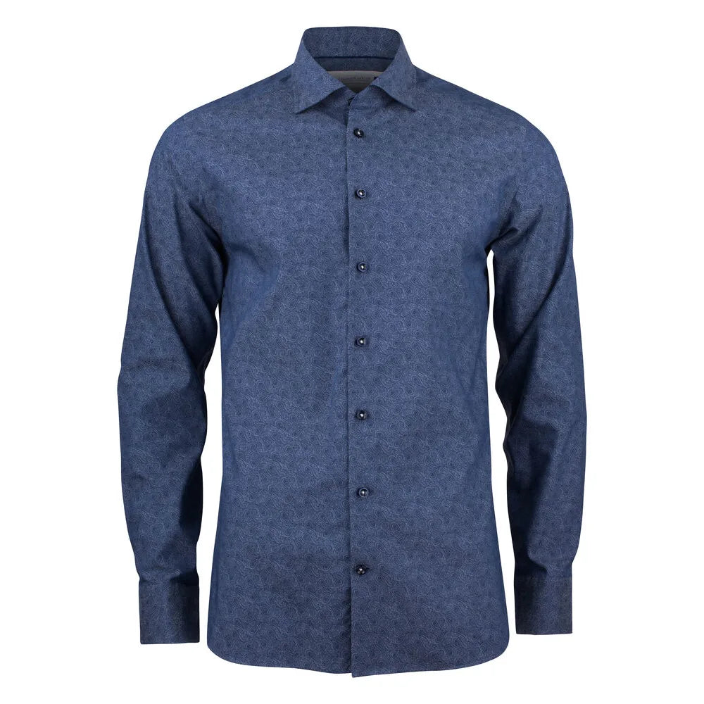 J.Harvest & Frost Purple Bow 143 Hemd Regular Fit Heren Indigo Paisley Fijn Twill