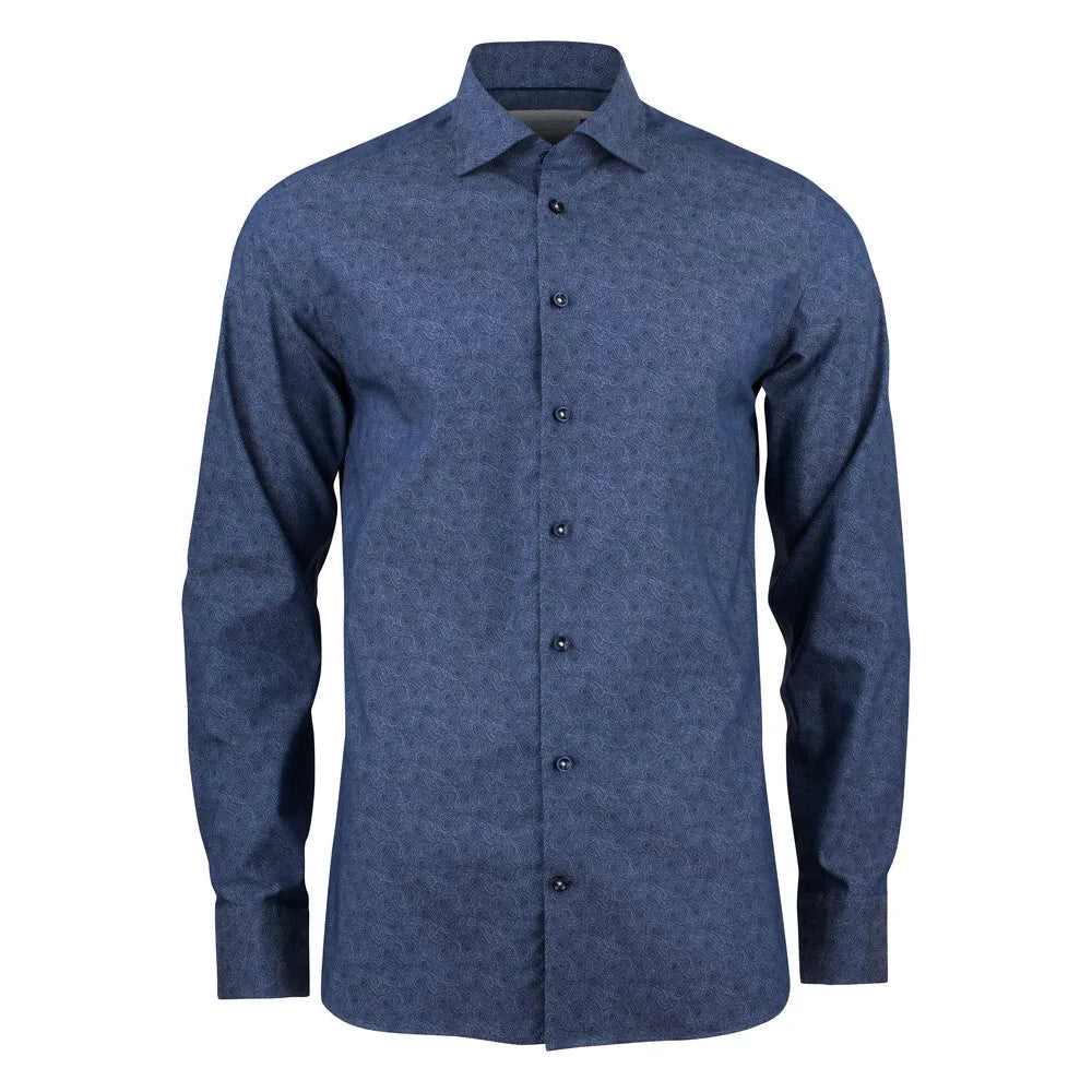 J.Harvest & Frost Purple Bow 143 Hemd Slim Fit Heren Indigo Paisley Fijn Twill