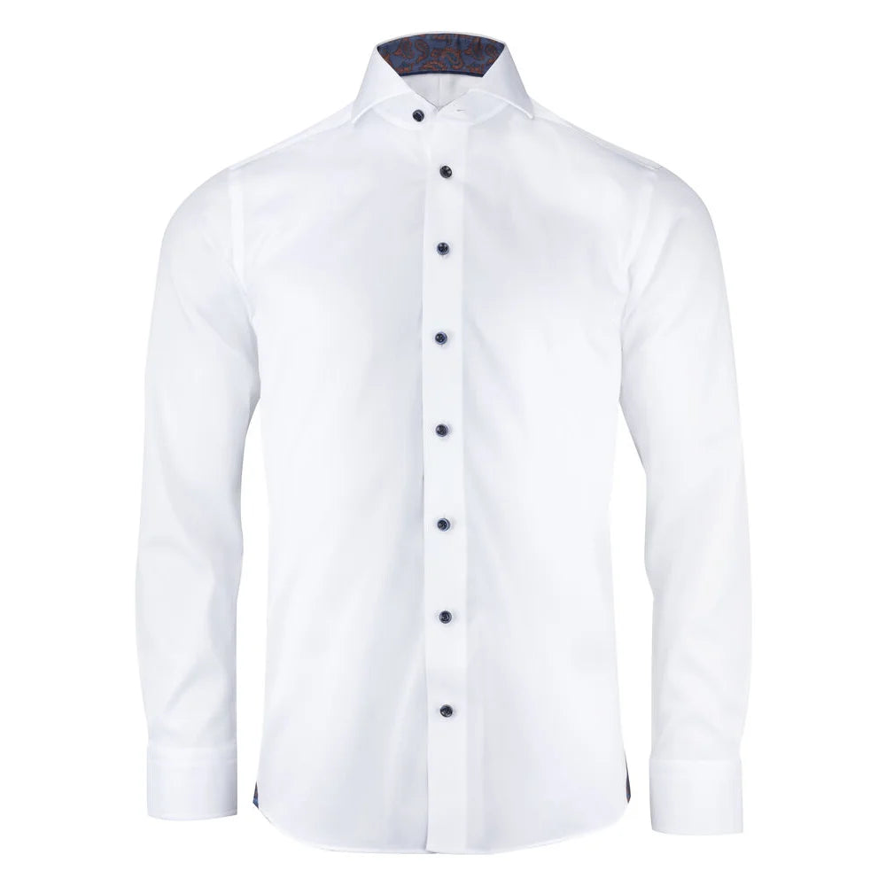 J.Harvest & Frost Purple Bow 146 Hemd Regular Fit Heren Wit