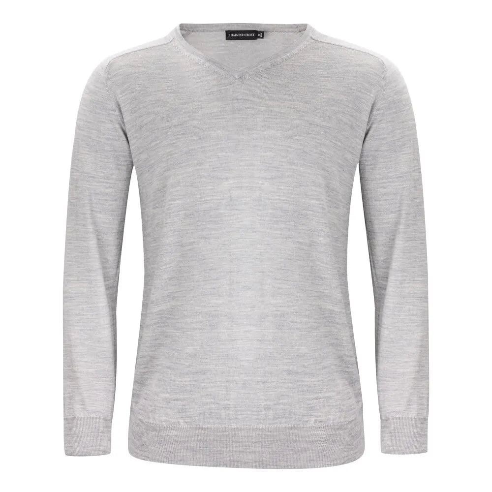 J.Harvest & Frost Merinov Gebreide Sweater Heren Lichtgrijs Mêlée