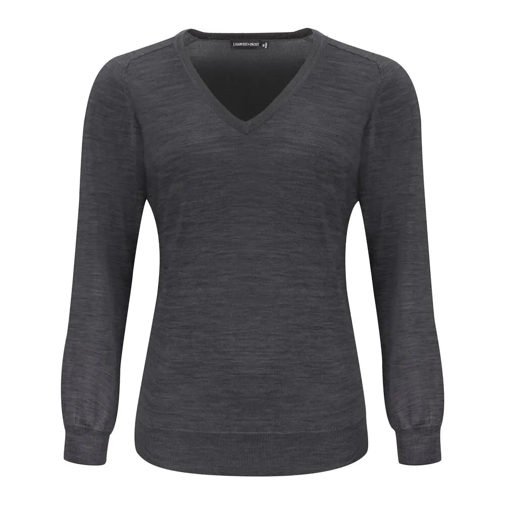 J.Harvest & Frost Merino V Gebreide Sweater Dames Grijs Mêlée