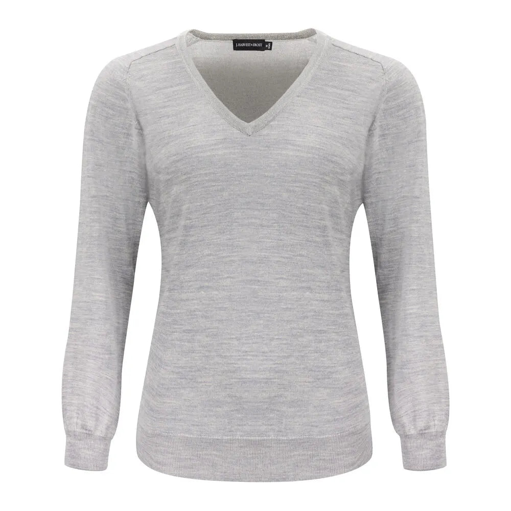 J.Harvest & Frost Merino V Gebreide Sweater Dames Lichtgrijs Mêlée