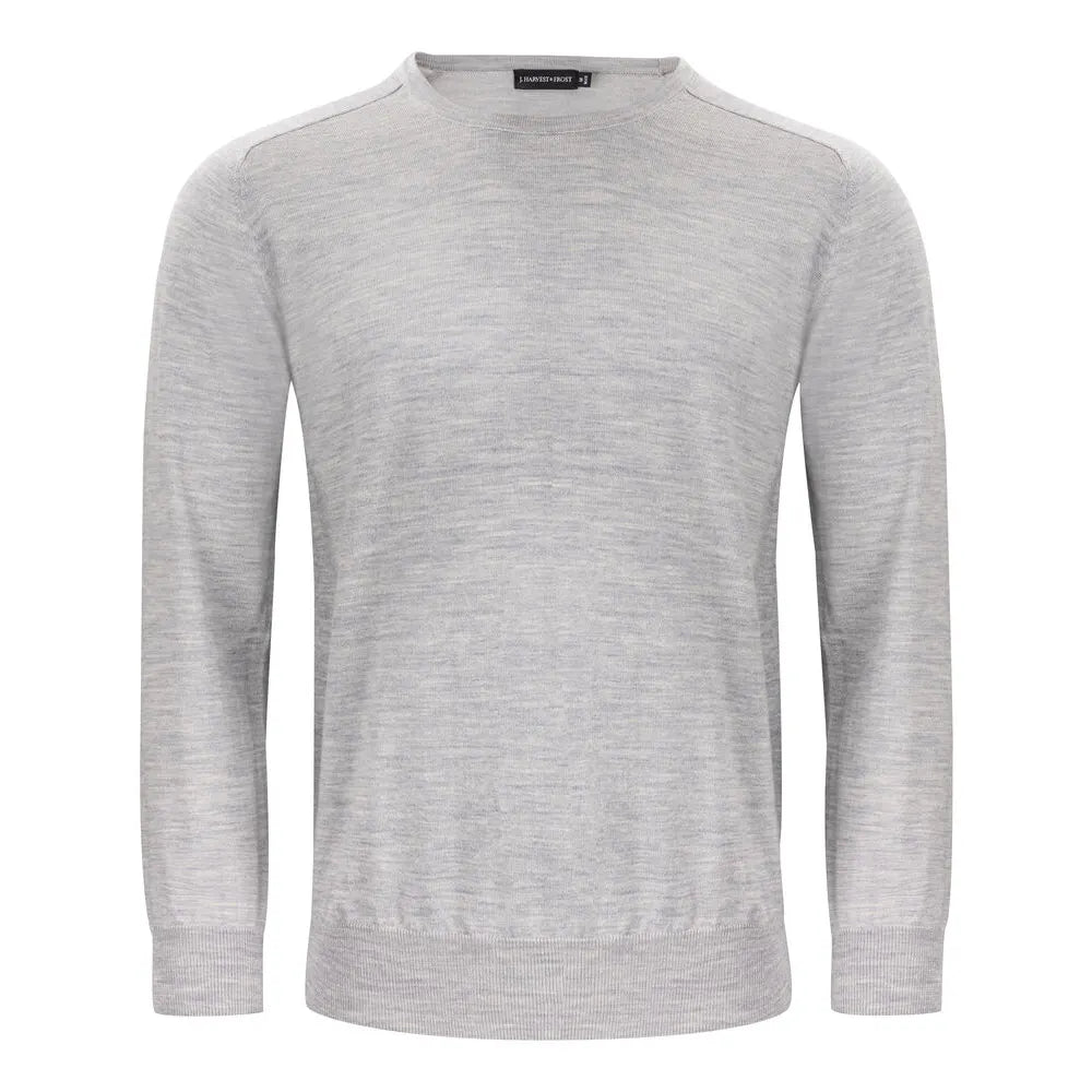 J.Harvest & Frost Merino U Gebreide Sweater Heren Lichtgrijs Mêlée