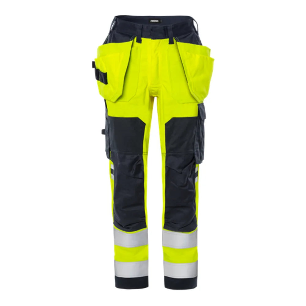 Fristads Flamestat Hogezichtbaarheids Dameswerkbroek Stretch Klasse 2 2164 Athf High Vis Geel Marineblauw
