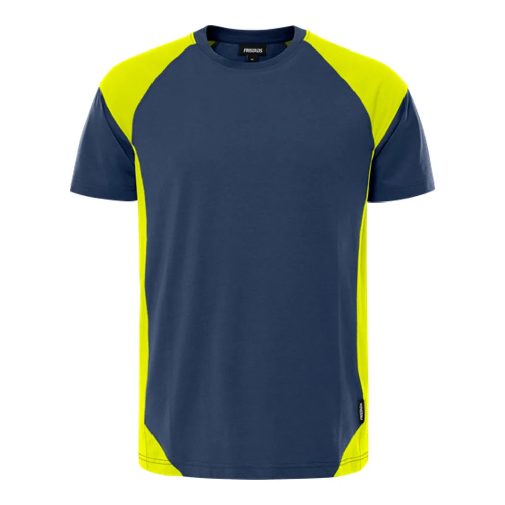 Fristads Green Heavy T-Shirt 7046 Gtm Marineblauw Geel