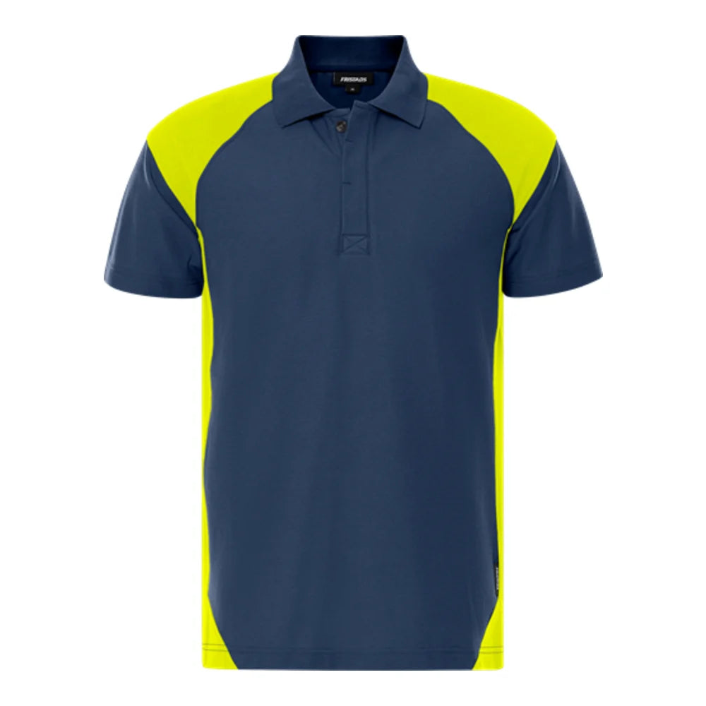 Fristads Green Heavy Poloshirt 7047 Gpm Marineblauw Geel