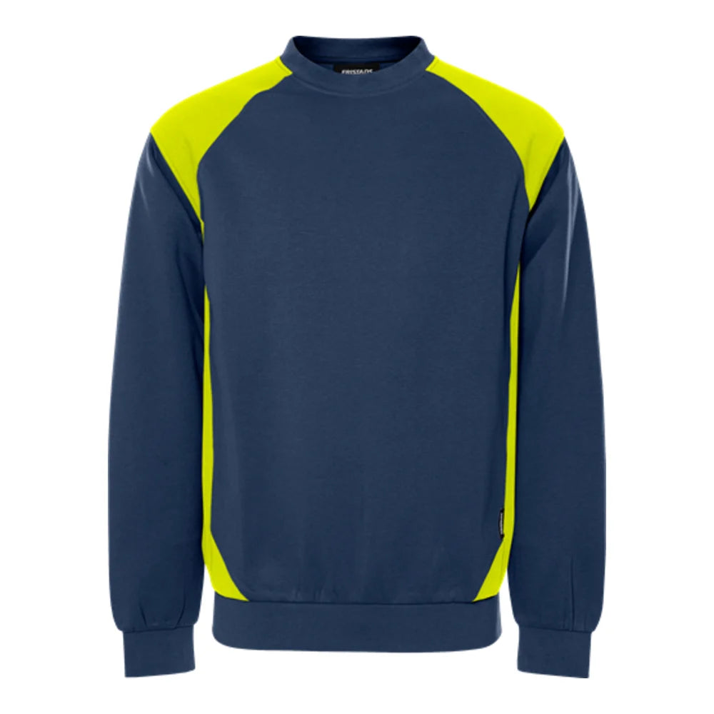 Fristads Green Sweater 7148 Gsm Marineblauw Geel